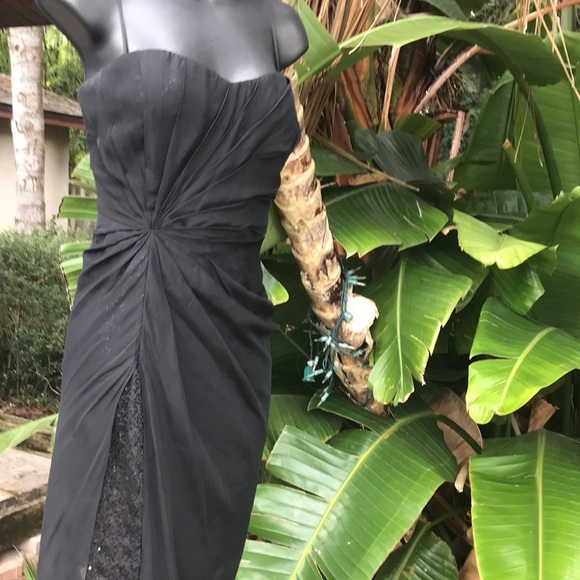 Aidan mattox corset strapless silk gown with front slit - Picture 1 of 10